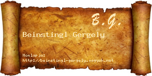 Beinstingl Gergely névjegykártya